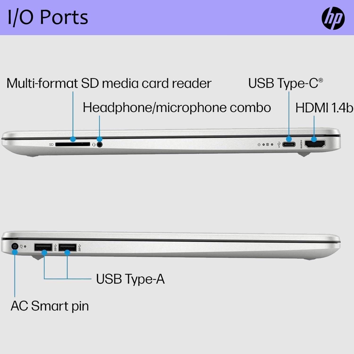 HP 15 Laptop (15.6' FHD Anti-glare, Intel Core i5 Processor, 8GB RAM, 256GB SSD) for Business, Student, Home, 10-Hr Long Battery Life, Type-C, HDMI, Numpad, Webcam, Wi-Fi, Windows 11 Home, Silver