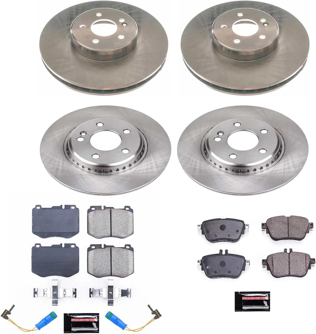 PowerStop Front and Rear Brake Kit for Mercedes-Benz E300 2017 - Z17 Ceramic Brake Pads & Disc Rotors Replacement, KOE8072