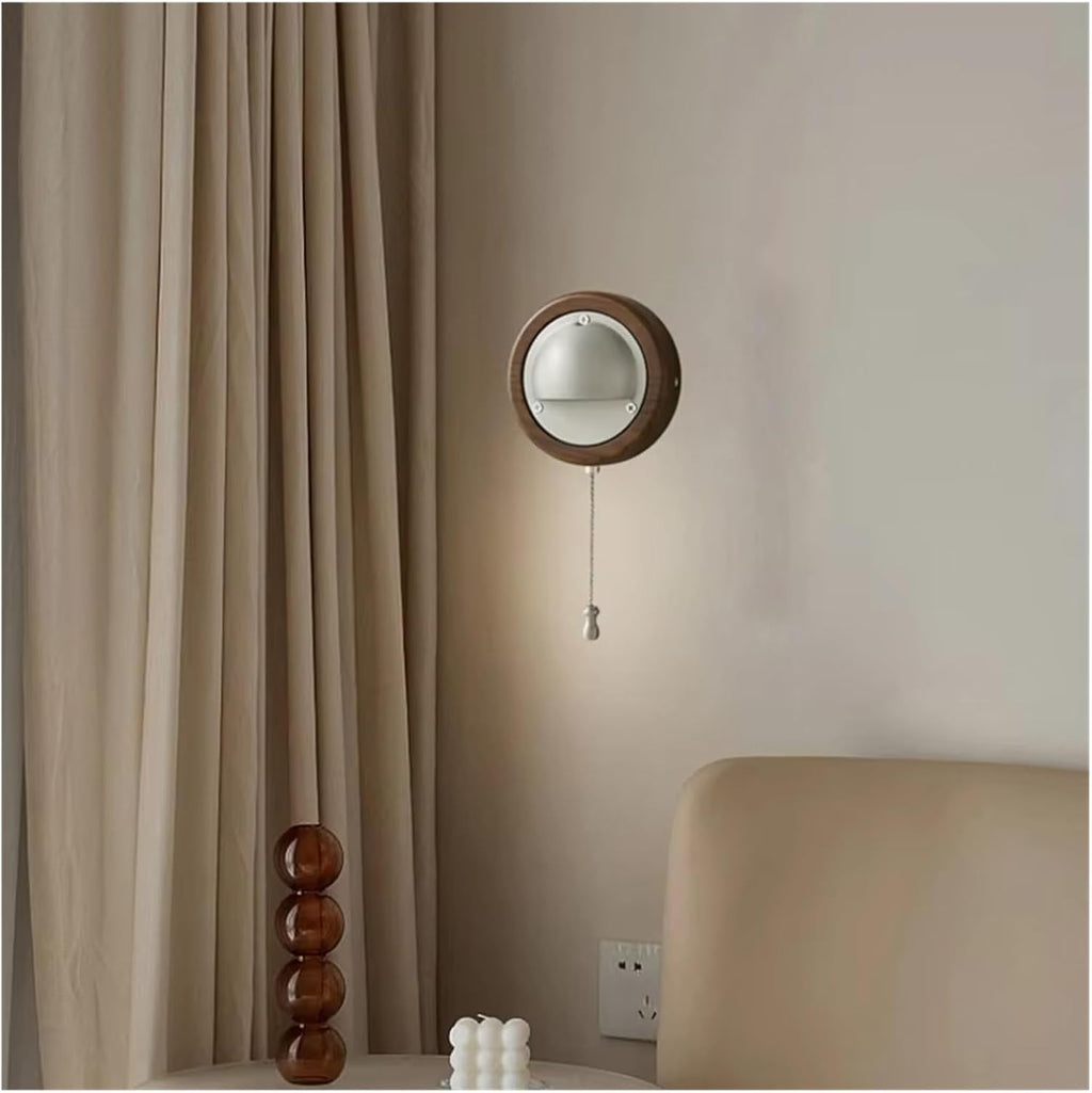 Wall Lamp E27 Bulb Made of Gold and Silver Wood with Switch, Living Room Staircase Hallway Light,Bathroom