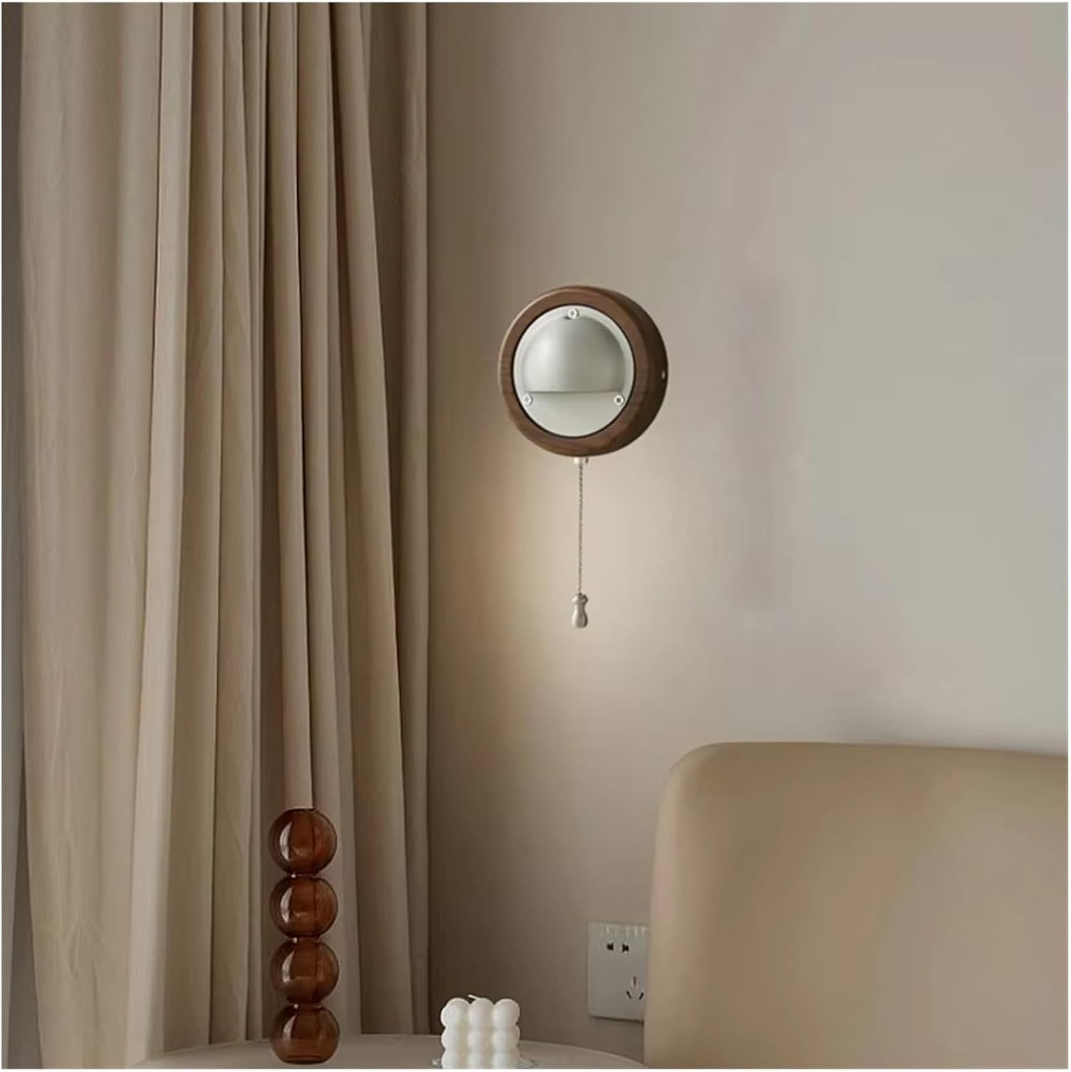 Wall Lamp E27 Bulb Made of Gold and Silver Wood with Switch, Living Room Staircase Hallway Light,Bathroom