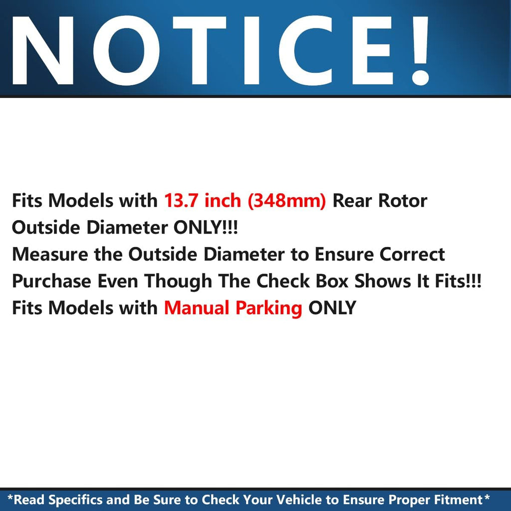 Detroit Axle - Rear Brake Kit for 2012 2013 2014 2015 2016 2017 2018 2019 2020 Ford F-150 [w/Manual Parking Brake] Disc Brake Rotors Ceramic Brakes Pads: 13.70' inch Rotor