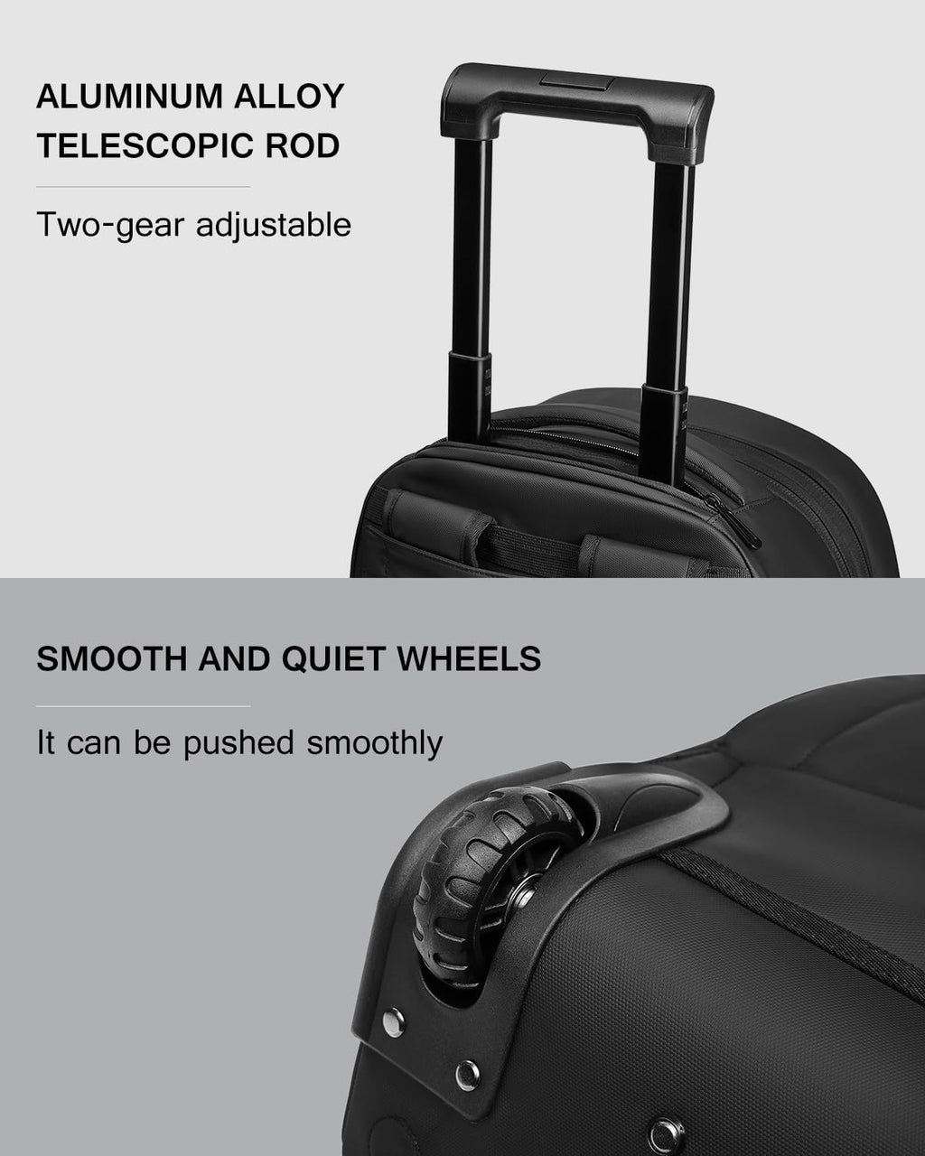 Vacuum Rolling Backpack with Integrated Pump, 60L Vacuum Backpack for Travel with Wheels, TSA Lock and Charging Port, Vacuum Compression Expandable Backpack for 17.3'' Laptop, Business & Long Trips