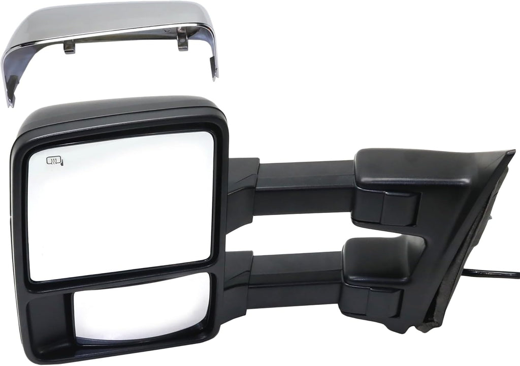 Kool Vue Driver Side Power Heated Towing Mirror, Driver Side Mirror Replacement for Ford F-250 F-350 Super Duty 2010-2016 Power Fold With Signal Light & Memory, Without Blind Spot Monitor Auto Extend