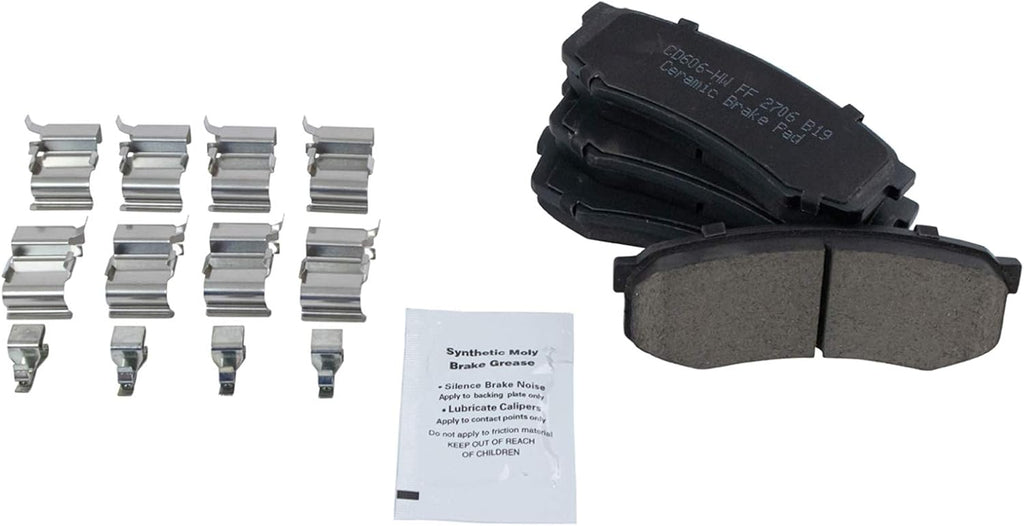 TRQ Performance Rear Brake Pad and Rotor Set Ceramic Vented Coated Slotted Drilled Rotors Calipers Compatible with 2010-2014 Toyota FJ Cruiser