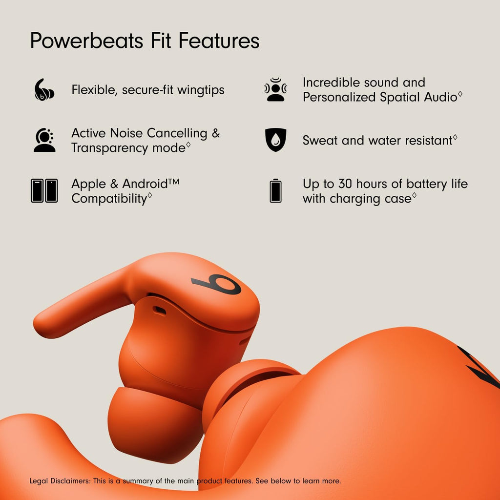 Beats - Powerbeats Fit - Wireless Noise-Cancelling Workout Earbuds with Ultimate Secure Fit with AppleCare+ (2 Years)- Spark Orange