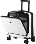 16 Inch Carry On Luggage with 2 Compartments for 14' & 15' Laptop, 16.14*8*17.12' Rolling Briefcase, Lightweight Hardshell ABS+PC Suitcase with Spinner Silent Wheels, for Business Trip, Milky White