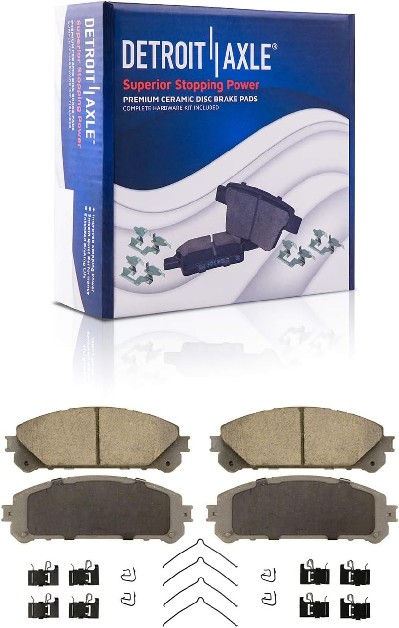 Detroit Axle - Front Disc Rotors & Brake Pads + Left Caliper Replacement for Toyota Highlander Lexus RX350 NX300 NX300h RX450h NX200t - 5pc Set