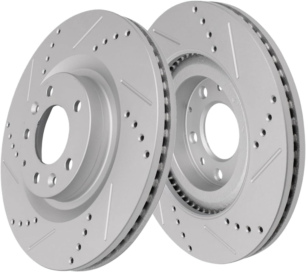 Detroit Axle - 10pc Brake Kit for 2019-2024 Mazda CX-5, Drilled and Slotted Disc Brake Rotors Ceramic Brakes Pads with Hardware Replacement : 12.60' inch Front and 11.93' inch Rear Rotor
