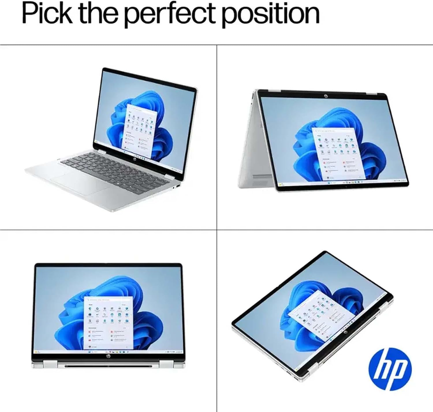 HP OmniBook 5 Flip 2-in-1 Business Laptop - 14' 2K Touchscreen Laptop - Intel Core 7-16GB LPDDR5 RAM - 2TB SSD - 5MP IR Camera | Wi-Fi 6E | Microsoft Copilot | Windows 11 Pro - Glacier Silver