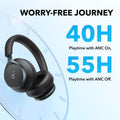 Soundcore by Anker, Space One, Active Noise Cancelling Headphones with Protective Case, 2X Stronger Voice Reduction, 40H ANC Playtime, App Control, LDAC Hi-Res Wireless Audio, Comfortable Fit