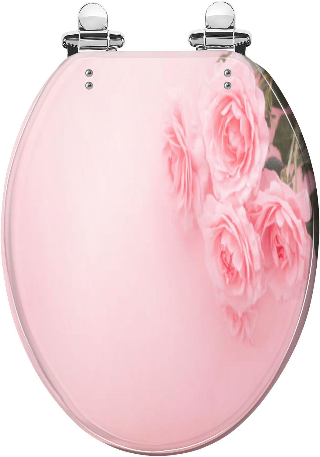 Elongated Toilet Seat Pink roses flower vintage pink for special events Art Resin Toilet Seat with Cover Easy to Install Quietly Close Quick Release Hinges Decorative