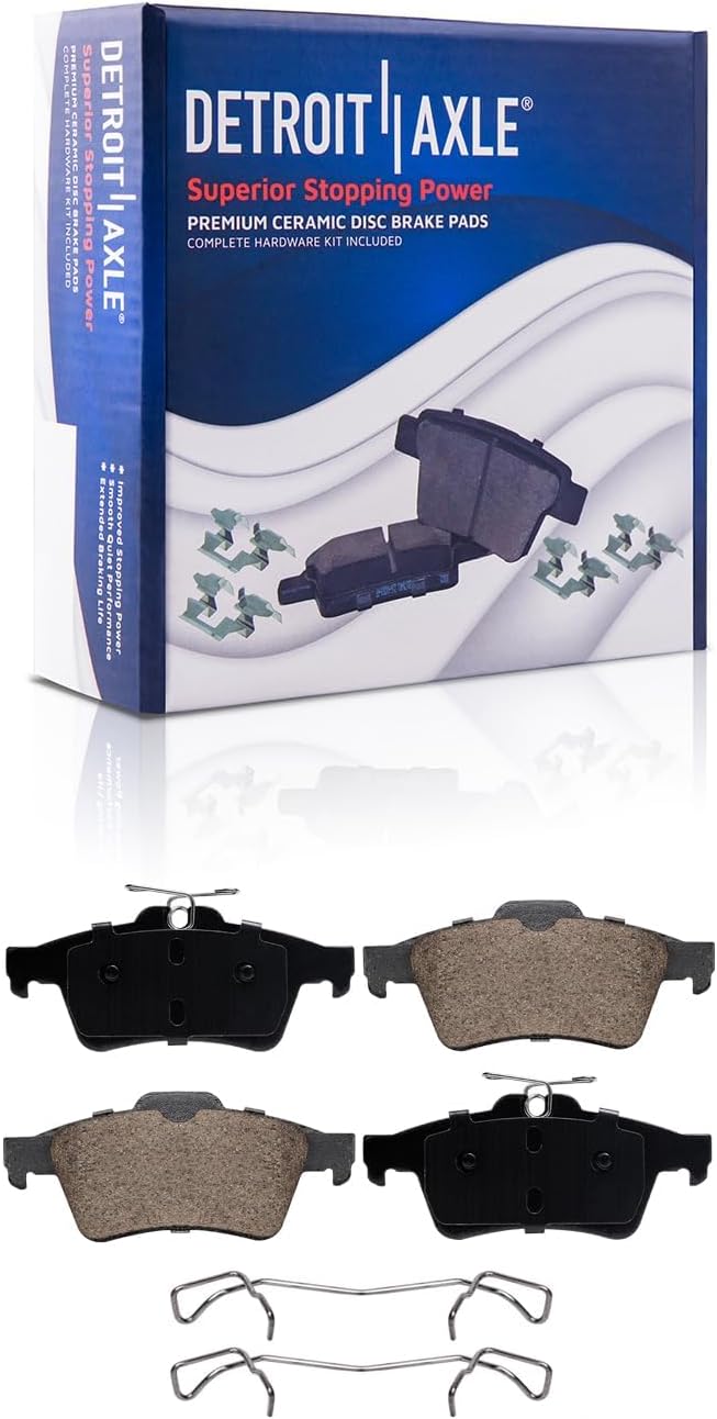 Detroit Axle - 8pc Brake Kit for 12-13 Volvo C30, 06-11 S40, 05-11 V50, 10-11 C70, Disc Brake Rotors Ceramic Brake Pads with Hardware Replacement: 10.94' inch Front and 11.02' inch Rear Rotor