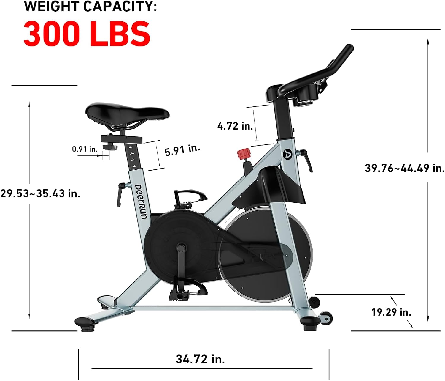 DeerRun Exercise Bike, Indoor Cycling Bike with Adjustable Magnetic Resistance, Low-Noise Belt Drive Stationary Bike for Home Cardio, 300 lb Capacity, Device Mount & LCD Monitor