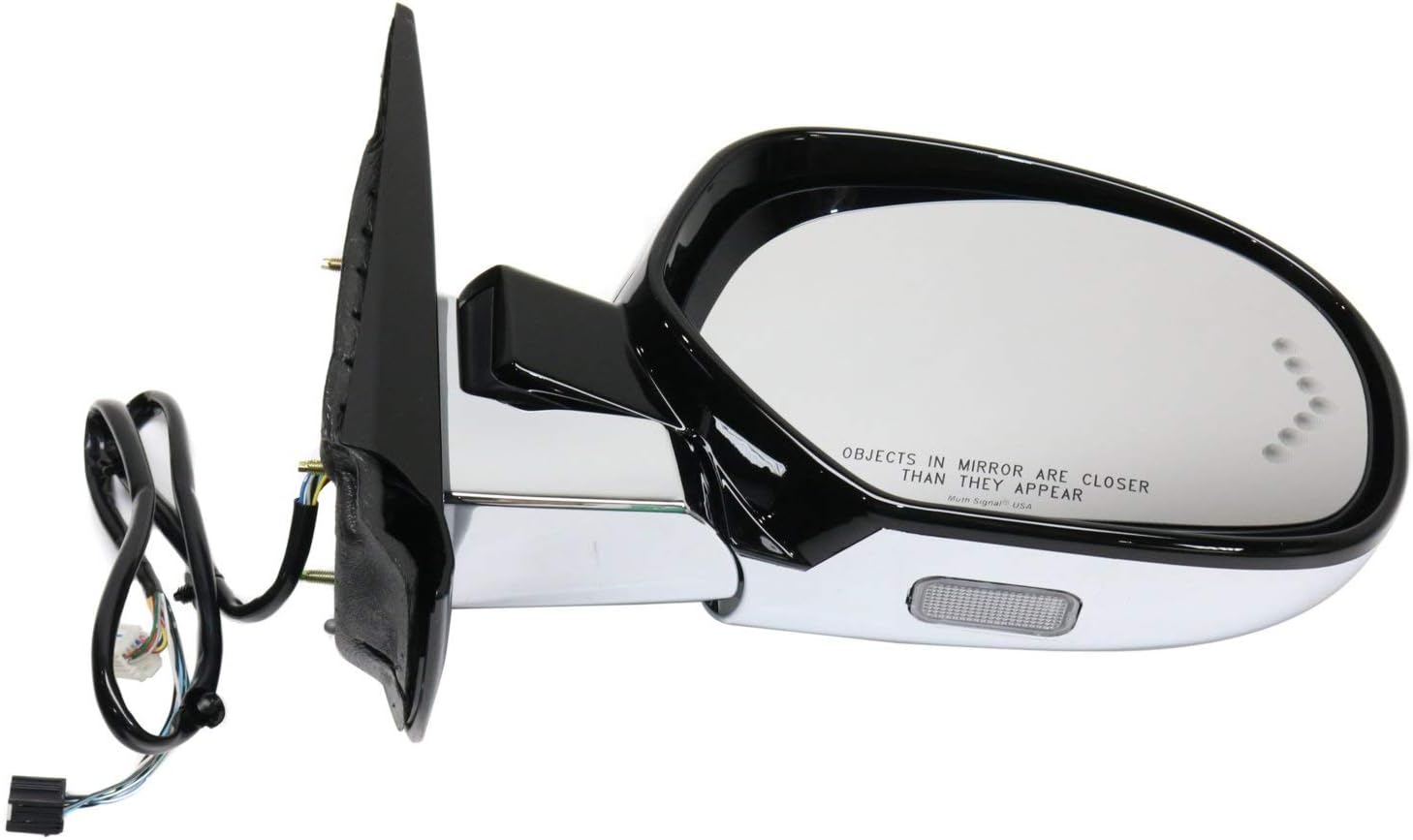 Kool Vue Driver & Passenger Side Power Heated Mirrors for Cadillac Escalade ESV 2007-2014, Power Fold Signal Light Memory Puddle Lamp, Without Blind Spot Monitor, Chrome, Car Mirror Accessories