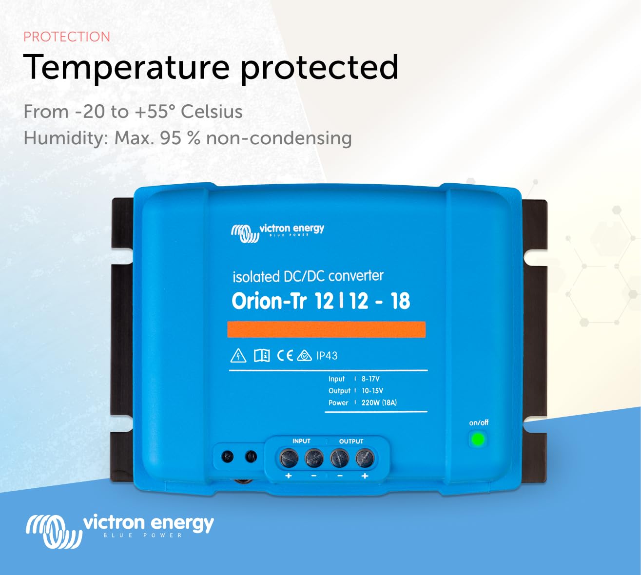 Victron Energy Orion-Tr DC to DC Converter - 12/12-Volt 18 amp 220-Watt - IP43 Protected - for Dual Battery Systems - Isolated