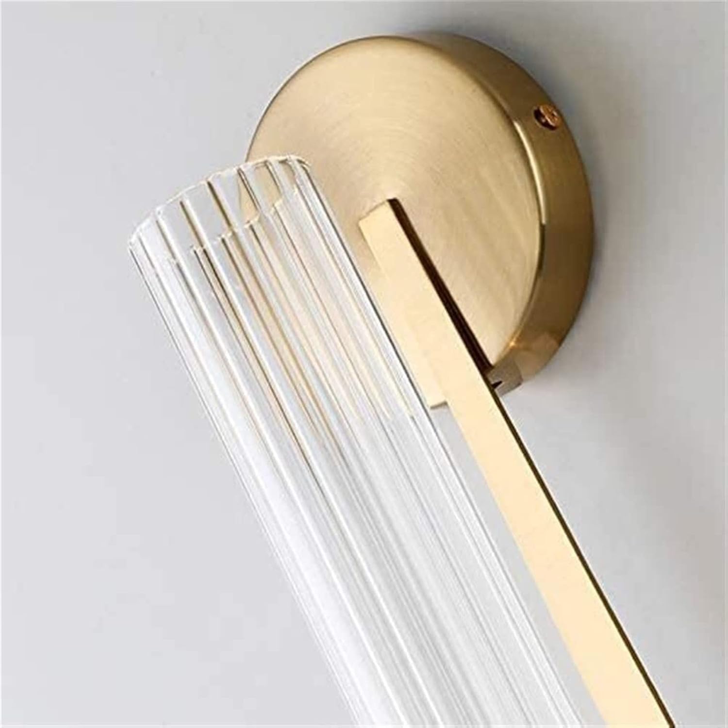 Modern 1 Bulb Gold Wall Sconce Creative LED Wall Lamp Tubular Clear Glass Wall Lighting Fixture for Bathroom Bedroom Living Room Corridor Hotel, Silver