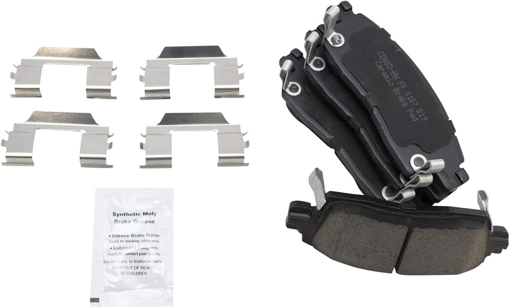 TRQ Performance Rear Brake Pad and Rotor Set Ceramic Drilled Slotted Coated Rotors Calipers Compatible with 09-17 Chevrolet Traverse 07-16 GMC Acadia 08-16 Buick Enclave 07-10 Saturn Outlook