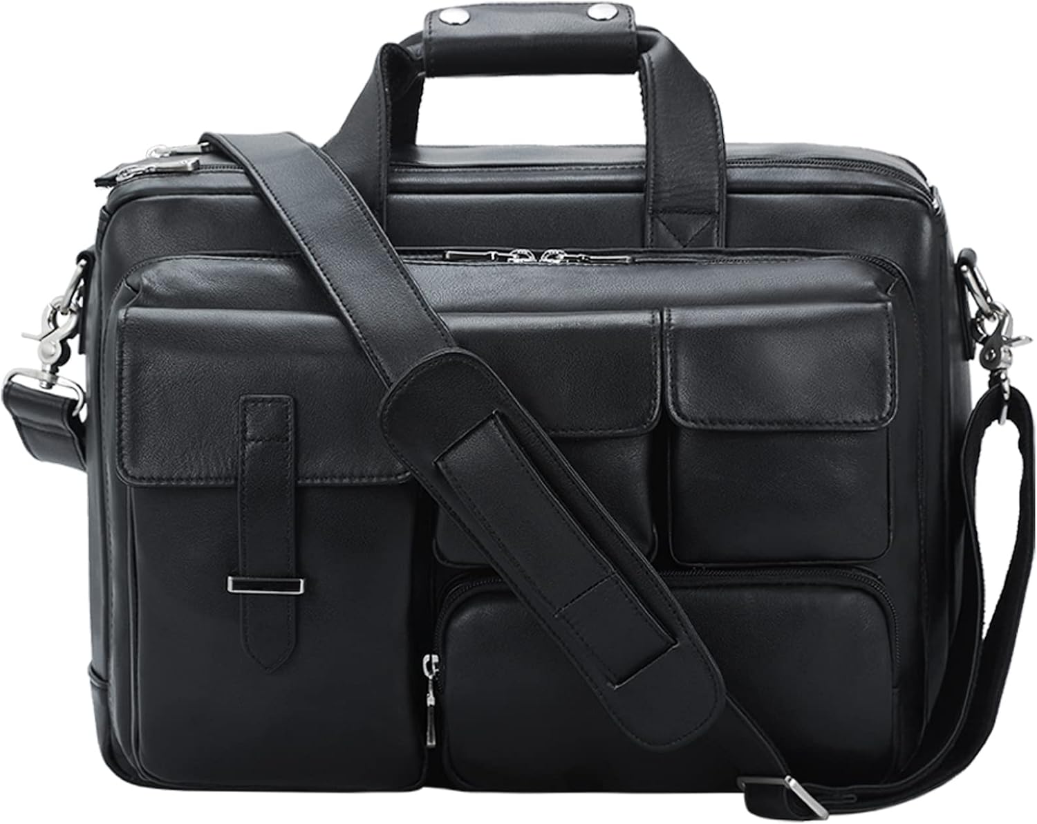 TIDING Full Grain Leather Briefcase For Men 17 Inch Laptop Case Business Travel Office Messenger Shoulder Bag