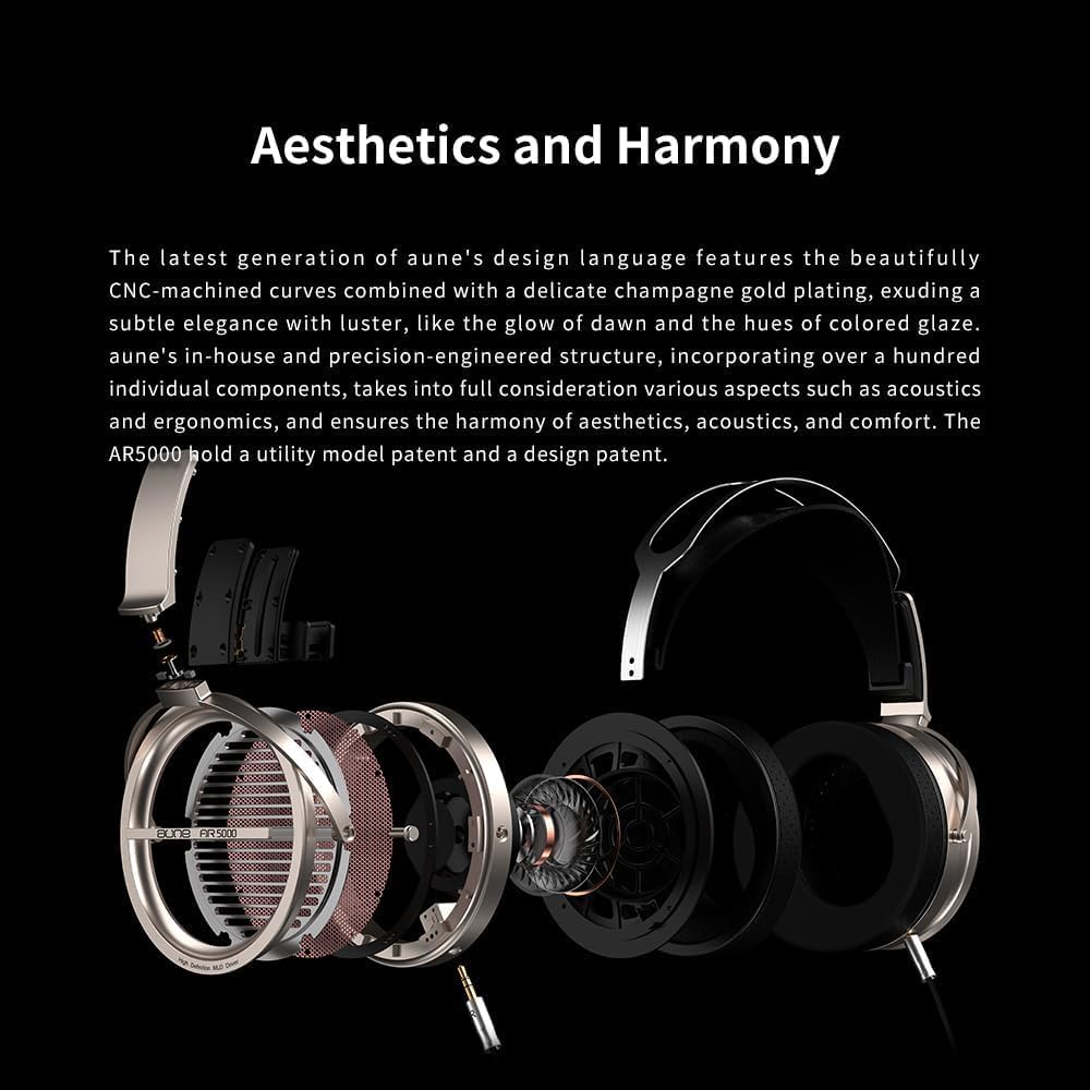 Aune AR5000 Full-Size Open-Back Headphones with MLD Driver, Dynamic Driver, Detachable Cable, Over-Ear HiFi Hi-Res Audiophile Headphones for HiFi System (AR5000 with Case)