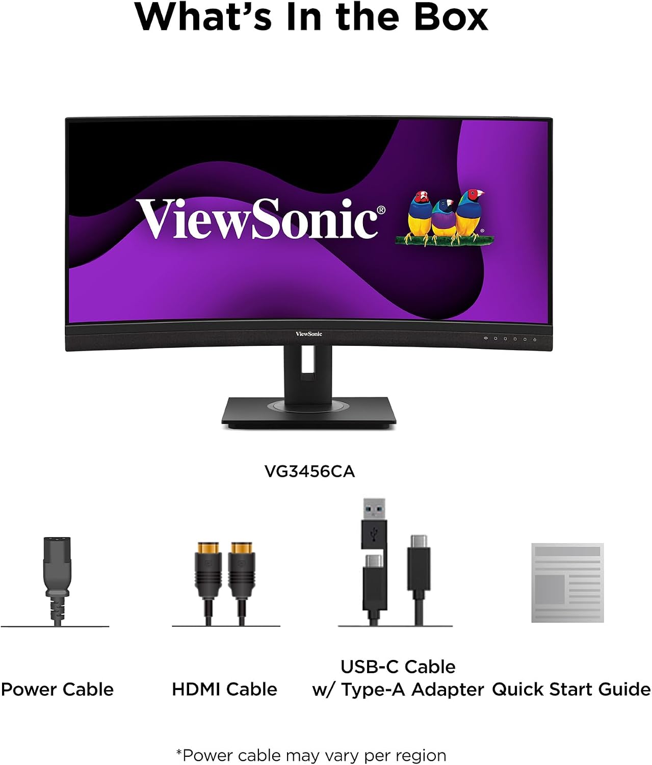 ViewSonic VG3456CA 34 Inch 1440p Ultrawide Docking Monitor, Curved IPS Display for Smooth Home and Office Productivity, Full Ergonomic Adjustability, 100W USB-C, RJ45, and HDMI Inputs