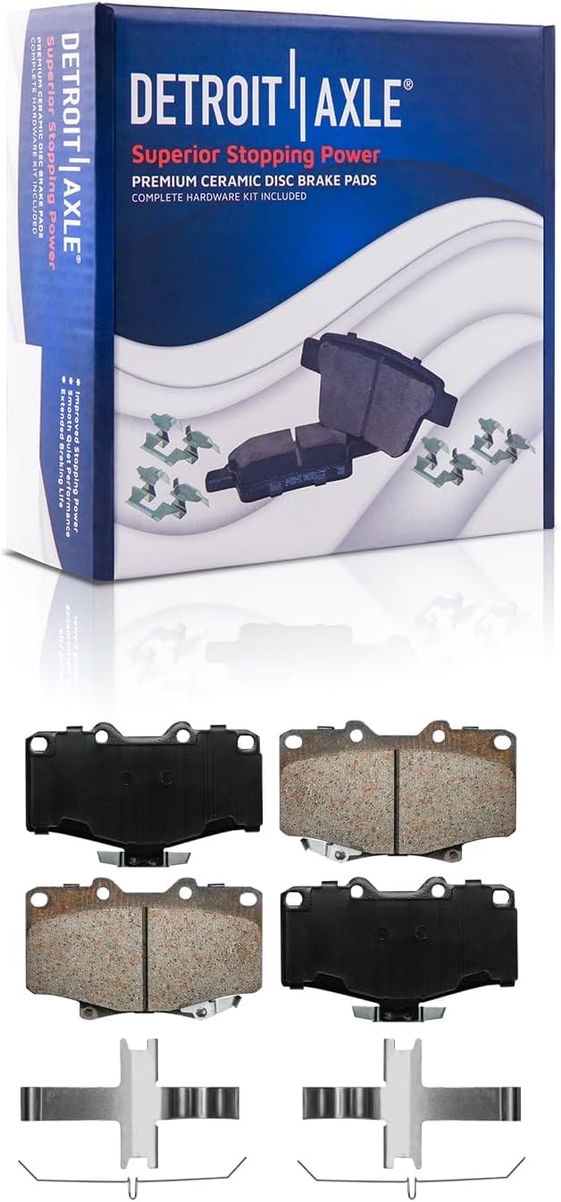Detroit Axle - 8pc Brake Kit for 2002 Toyota 4Runner 2004 Tacoma, Front Disc Brake Rotors Ceramic Brakes Pads, Rear Brakes Drums and Semi-Metallic Shoes Replacement : 11.69' Inch Rotor