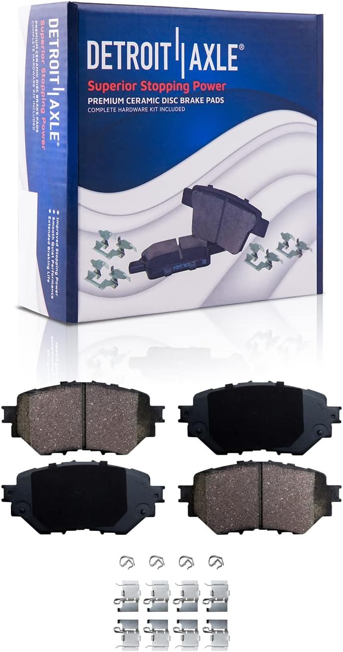 Detroit Axle - Front Brake Kit for 2014 2015 2016 2017 2018 Mazda 3 Disc Brakes Rotors Ceramic Brake Pads Wheel Bearing Hubs Replacement : 11.02' inch Rotor