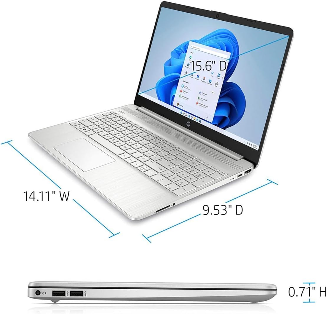 HP 15-dy5073dx 15.6' Full HD Touchscreen Laptop, Intel Core i7-1255U 1.7GHz, 16GB RAM, 512GB SSD, Windows 11 Home S Mode, Natural Silver