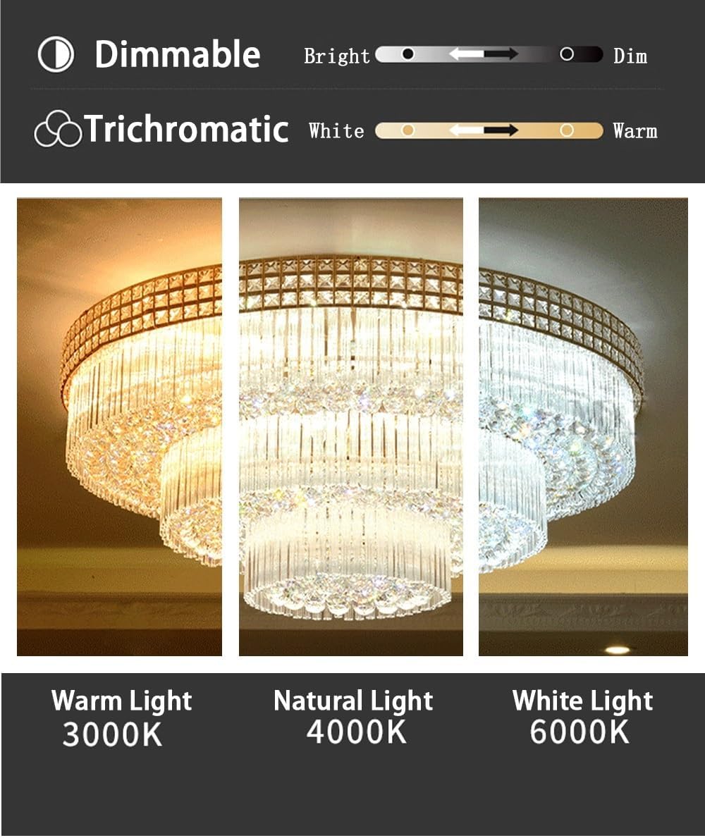 Modern Large Crystal Ceiling Lights for Living Room Lustres LED Gold Silver Ceiling Lamp Luxury Home Decor Lighting Luminaires,Dining Light Fixtures