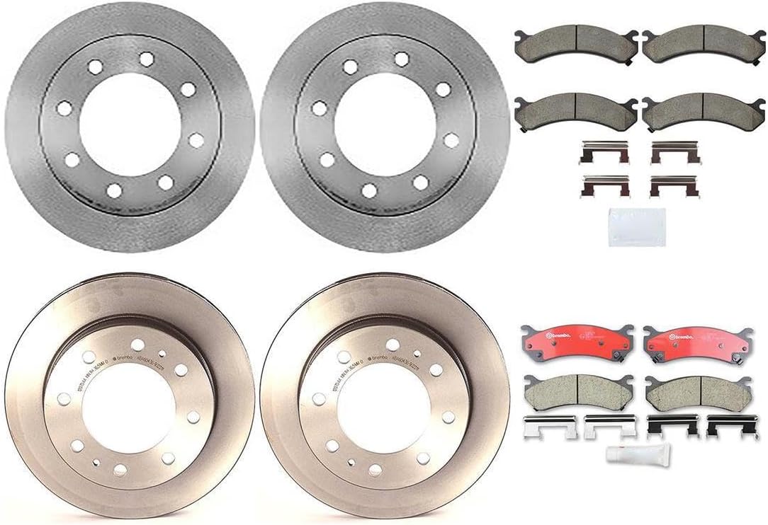 8Pcs Brakes Kit Front Rear Disc Brake Rotors Brakes Pads for Chevrolet Avalanche 2500 2002-2006 for Chevy Avalanche 2500 2002-2006 for Chevrolet Silverado 2500 2002-2004