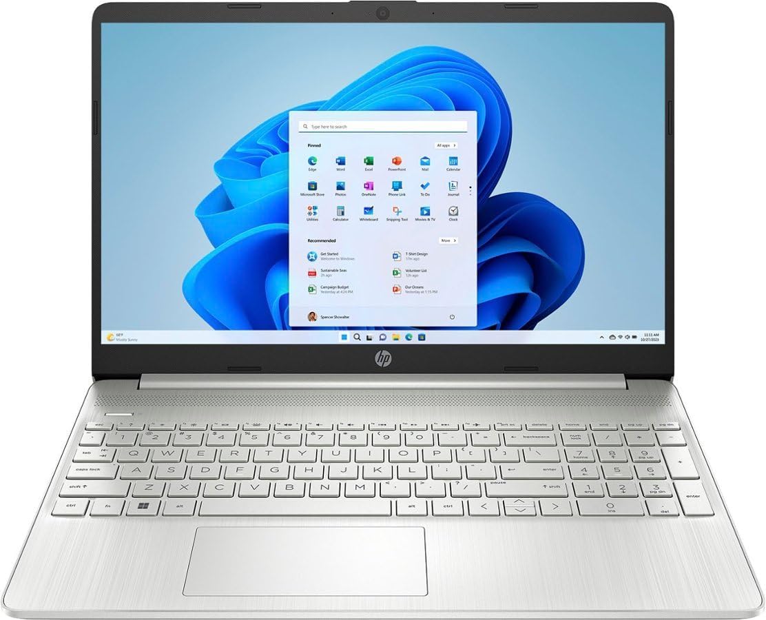 HP 15.6' HD Touch-Screen Laptop, Intel Core i3-1215U, 8GB RAM, 128GB SSD, HDMI, Bluetooth, Wi-Fi, Windows 11 Home in S Mode, Natural Silver, 15-dy5113dx