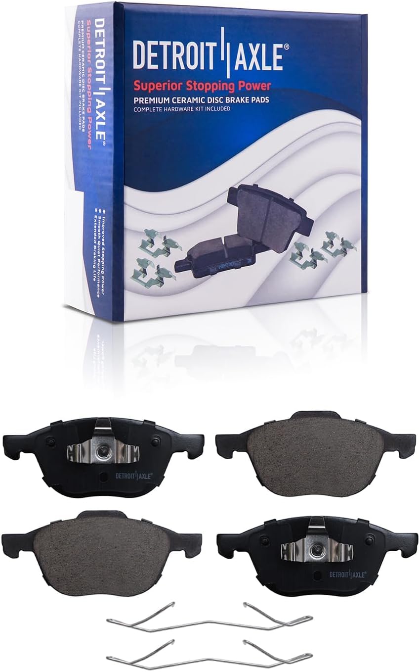 Detroit Axle - 8pc Brake Kit for 12-13 Volvo C30, 06-11 S40, 05-11 V50, 10-11 C70, Disc Brake Rotors Ceramic Brake Pads with Hardware Replacement: 10.94' inch Front and 11.02' inch Rear Rotor