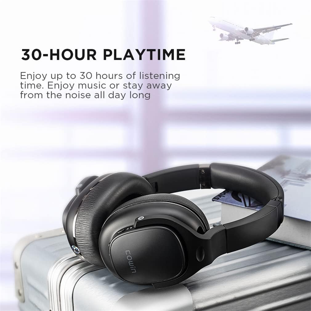 ANC Active Noise Cancelling Wireless Bluetooth Over-Ear Headphones Foldable Hi-Fi Stereo On-Ear Headsets, Hands-Free CVC HD Calls, 30H Playtime, for Sports/Games,Black
