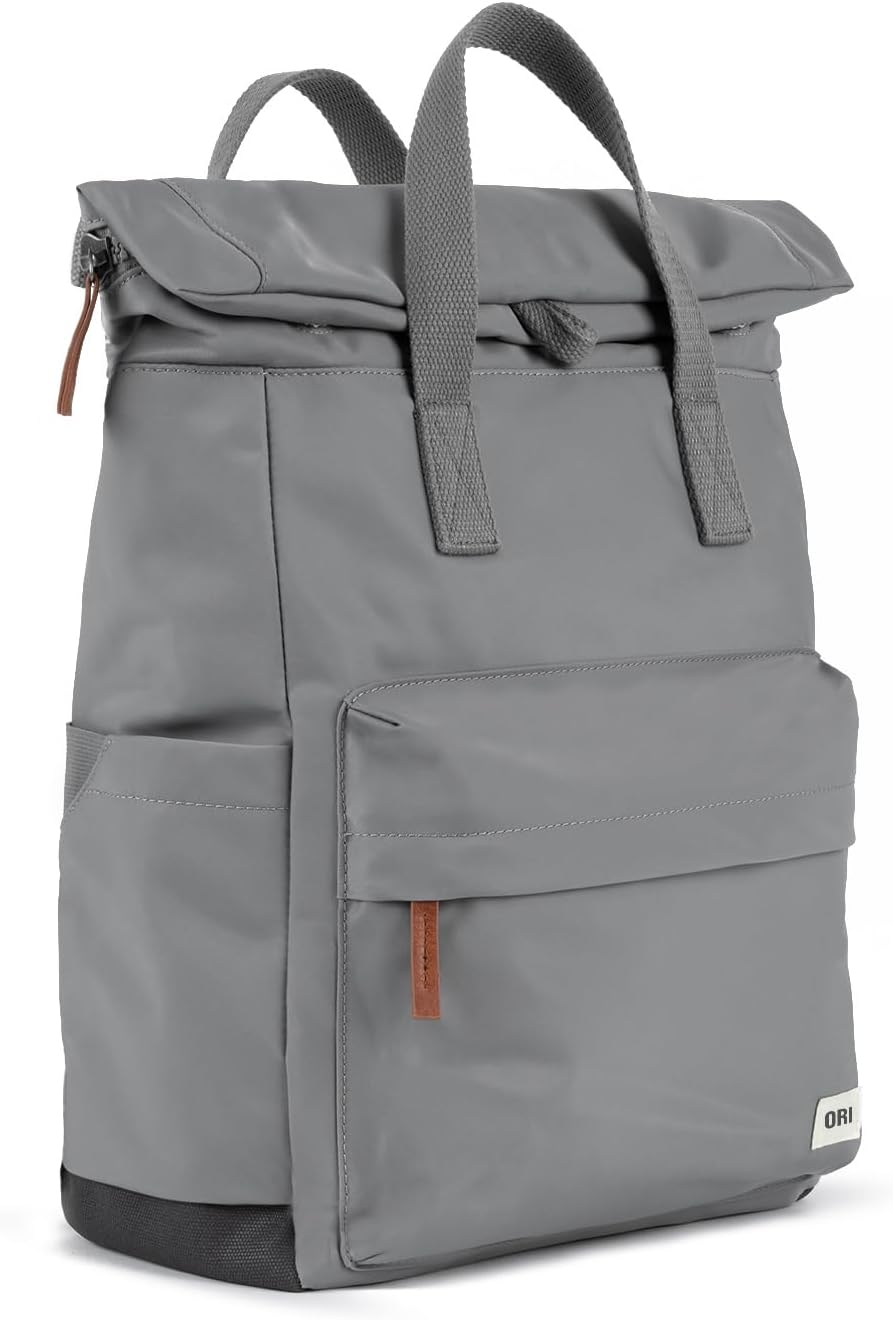ORI LONDON Travel Backpack - Medium Nylon Rolltop Backpack for Men & Women for Laptop & Accessories - The Canfield, Stormy Gray