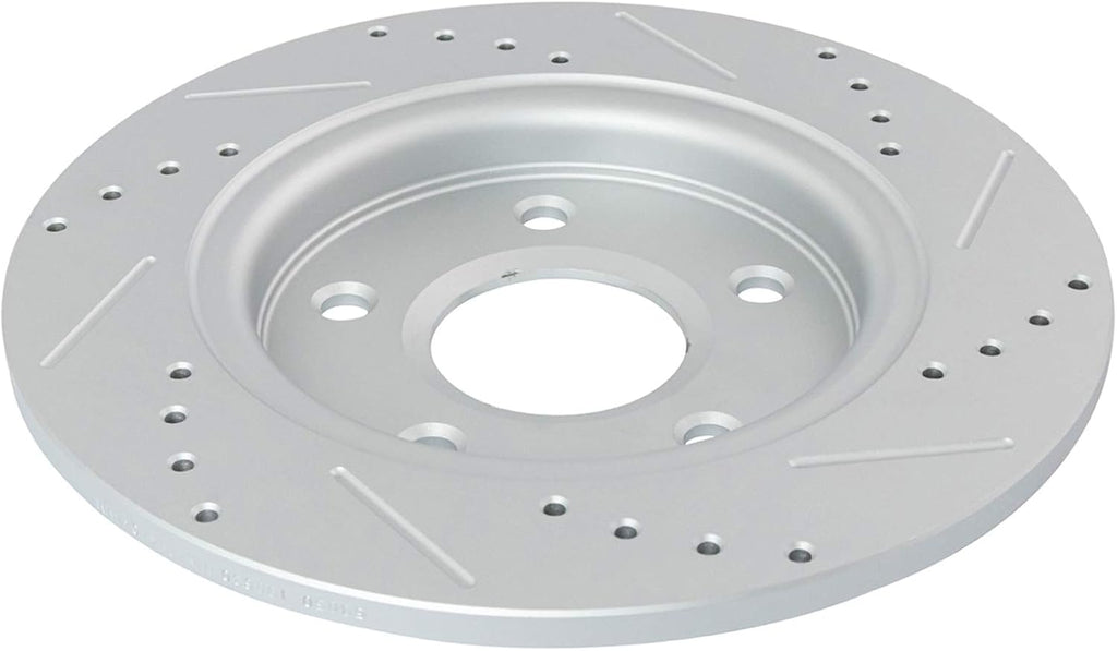 TRQ Performance Rear Brake Pad & Rotor Set Ceramic Drilled Slotted Coated Solid Rotors Calipers Compatible with 08-12 Chrysler Town & Country Dodge Grand Caravan 2012 Ram C/V 09-12 Volkswagen Routan
