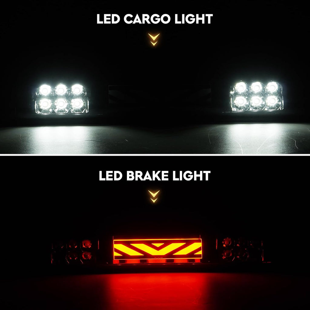 LED Tail Light + 3rd Third Brake Light Kit Fit for Chevy Silverado 1500 2500 HD 1999-2002, for GMC Sierra 1500 2500 HD Fleetside 1999-2003, Driver and Passenger Side Taillights, Smoke Lens
