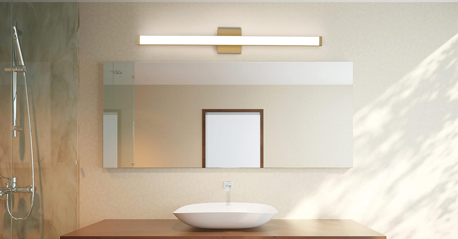 Maxim Lighting Spec Vanity 48' 1-Light Bath Vanity Light | Gold Aluminum Finish | White Pmma Acrylic Shade | Contemporary Indoor Light Fixture | Ideal for Bathrooms & Powder Rooms | 52008GLD