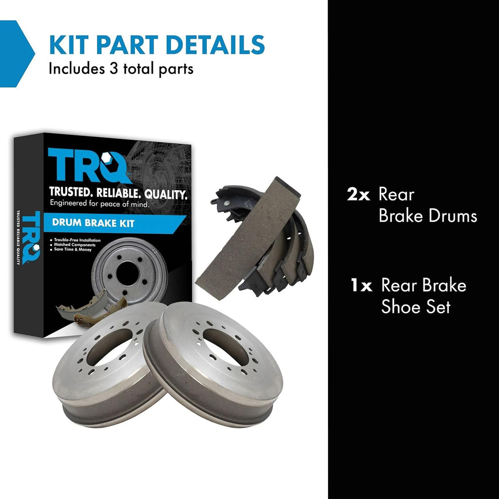 TRQ Rear Brake Shoe & Drum Kit Compatible with 2005-2021 Toyota Tacoma