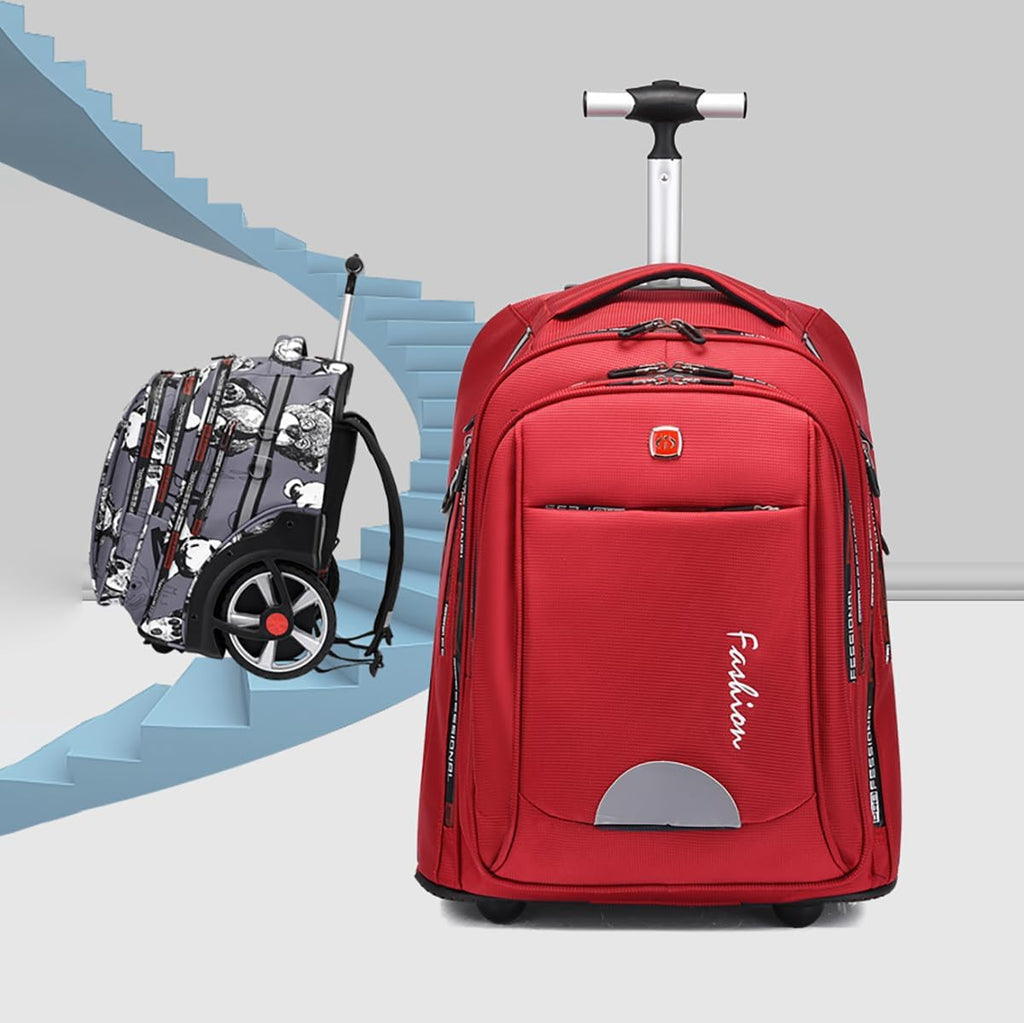Rolling Backpack for Women, 22 Inch Backpack with Wheels for Business, College Student and Travel Commuter, Large Backpack on Wheels for Work (red)