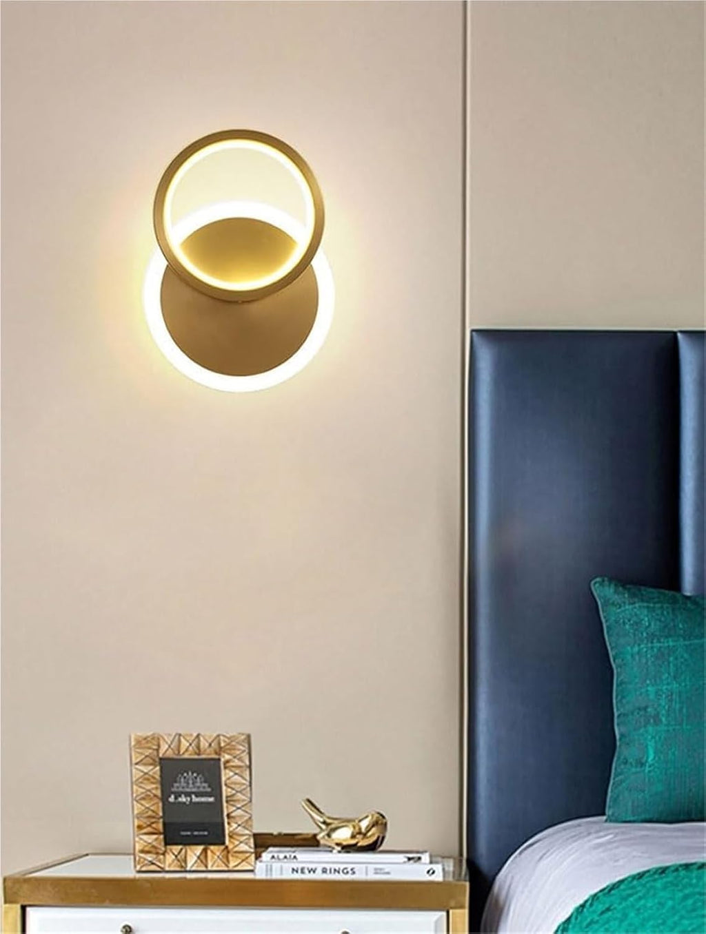 Modern Brass Wall Sconce Dimmable 3 Color Temperature LED Gold Vertical Up Down Wall Light Fixture Luxury Clear Glass Indoor Lighting for Hallway Bathroom Vanity(Round)
