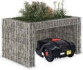 Lawn Mower Garage - Heavy Duty Steel Wire Weatherproof Outdoor Shed with Raised Bed Planter Protective Cover for Garden Tools Silver 43.3 x 31.5 x 23.6 Inch