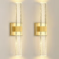 Set of 2 Gold LED Wall Sconce Lights Warm Light Modern Crystal Wall Lights Vanity Lighting Fixtures Sconces for Bathroom Living Room Bedroom Dining Room Hallway