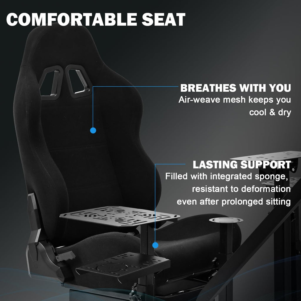 Anman Pro Flight Racing Simulator Cockpit with Triple Monitor Stand, Adjustable Frame for Direct Drive Wheels (≤10Nm), Fits 27/32 inch Screens