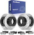 AutoShack Front & Rear Brake Rotors & Ceramic Pads for Chevrolet & GMC, Silverado 2500 HD 2001-2010 Sierra 2500 HD 2001-2010, 4WD RWD V8 6.0L 6.6L 8.1L - E-Coated Drilled & Slotted - ShadowGuard