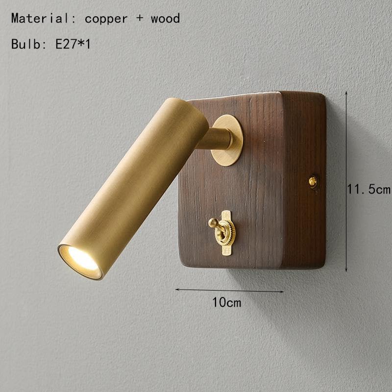 with Switch Wall Lamp Gold Silver Brass Wooden Lighting Fixtures for Bedroom Reading Hotel Office E27 Bulb,Bathroom