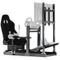 Anman Racing Simulator Cockpit Stand with Monitor Mount and Black Seat Fit for Logitech G29 G920 G923, for Thrustmaster, for Fanatec,Adjustable Steering Wheel Stand,Not Included Wheel,Pedals & Shifter