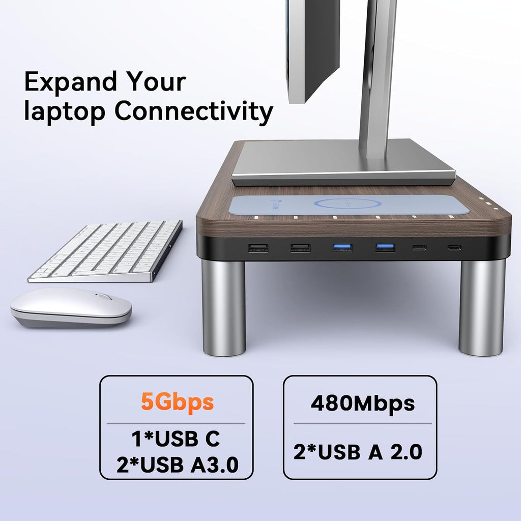 TobenONE MacBook Docking Station 10 in 1 (Monitor Stand), USB C Docking Station with 4K@60Hz HDMI, 100W Power Supply, 5 USB Ports, Ethernet, for MacBook Pro/Pro Max/Air/M1 M2 M3 M4, iMac, Mac mini