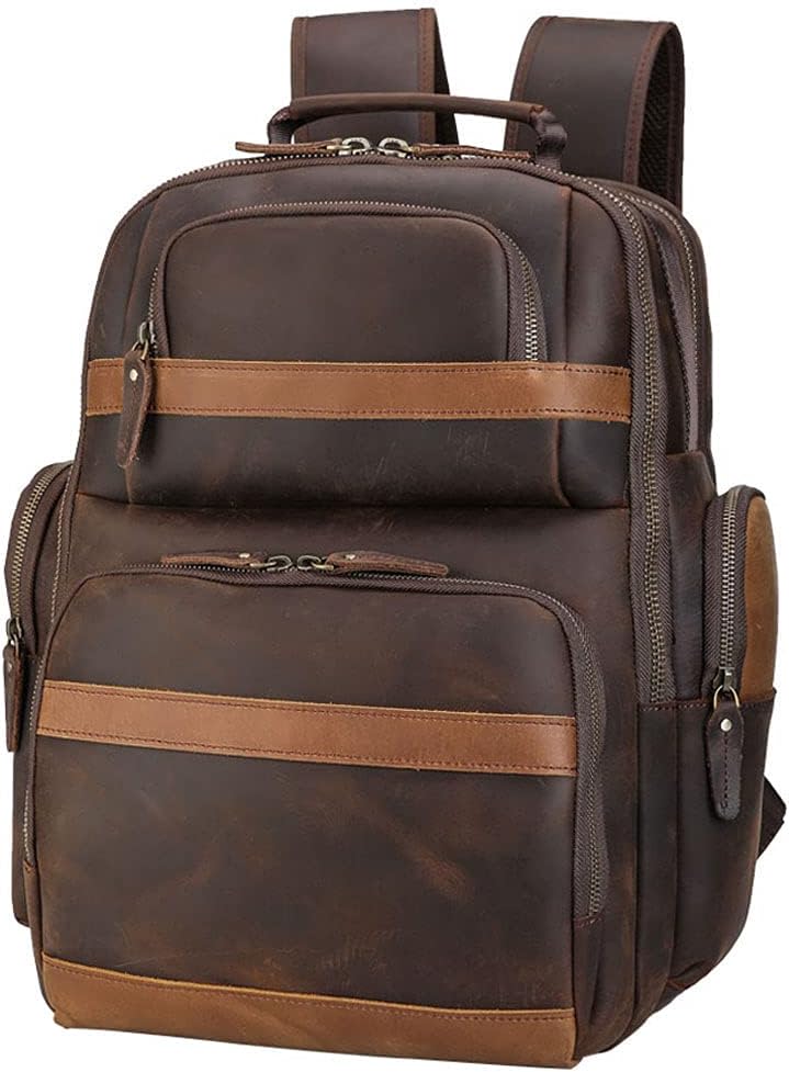 TIDING Men's Vintage Leather Backpack 15.6' Laptop Bag Large Capacity Business Travel Hiking Shoulder Daypacks