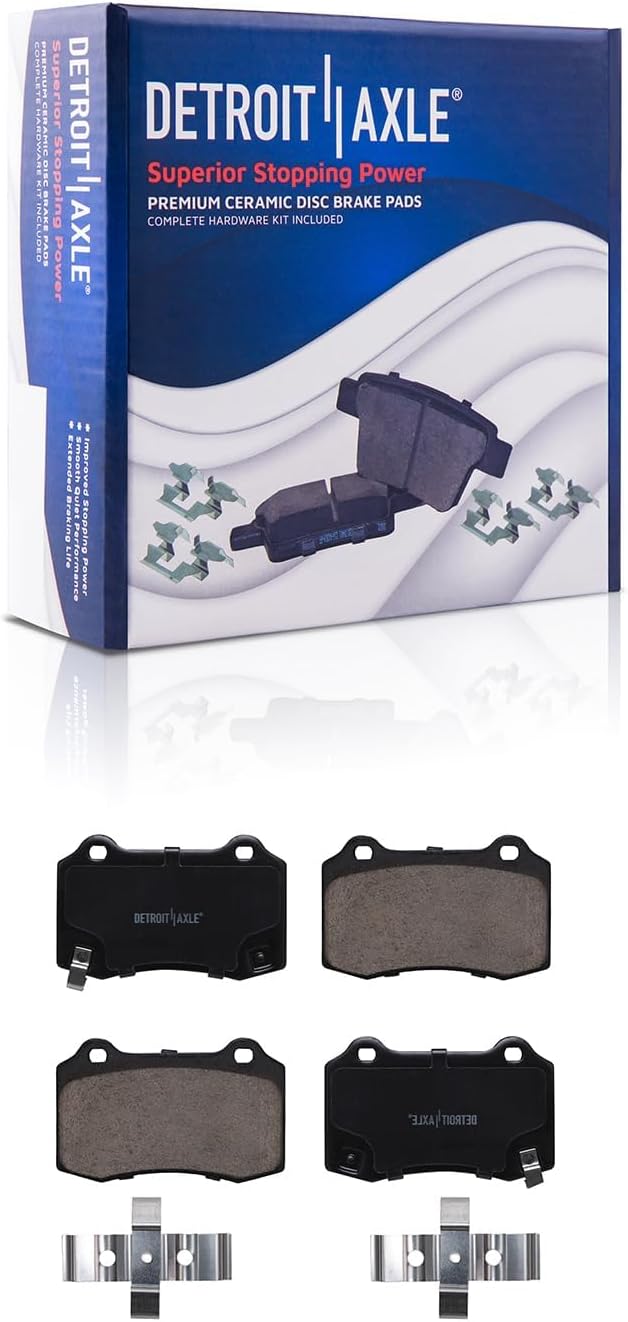 Detroit Axle - Brake Kit for 2014 Cadillac CTS [V; Sedan] Drilled and Slotted Disc Brakes Rotors Ceramic Brake Pads Replacement : 13.58' inch Front and 14.37' inch Rear Rotors