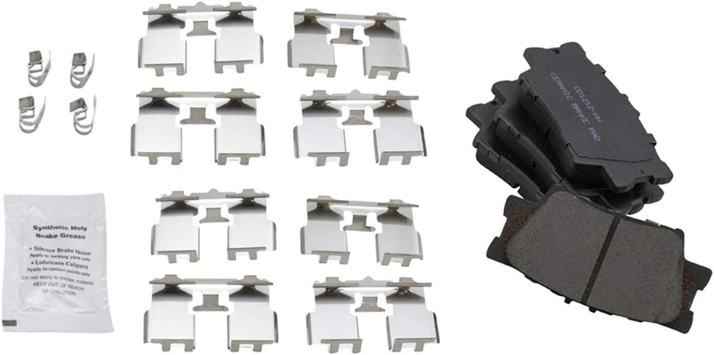 TRQ Performance Rear Brake Pad and Rotor Set Ceramic Drilled Slotted Coated Rotors Calipers Compatible with 2006-2011 Toyota RAV4