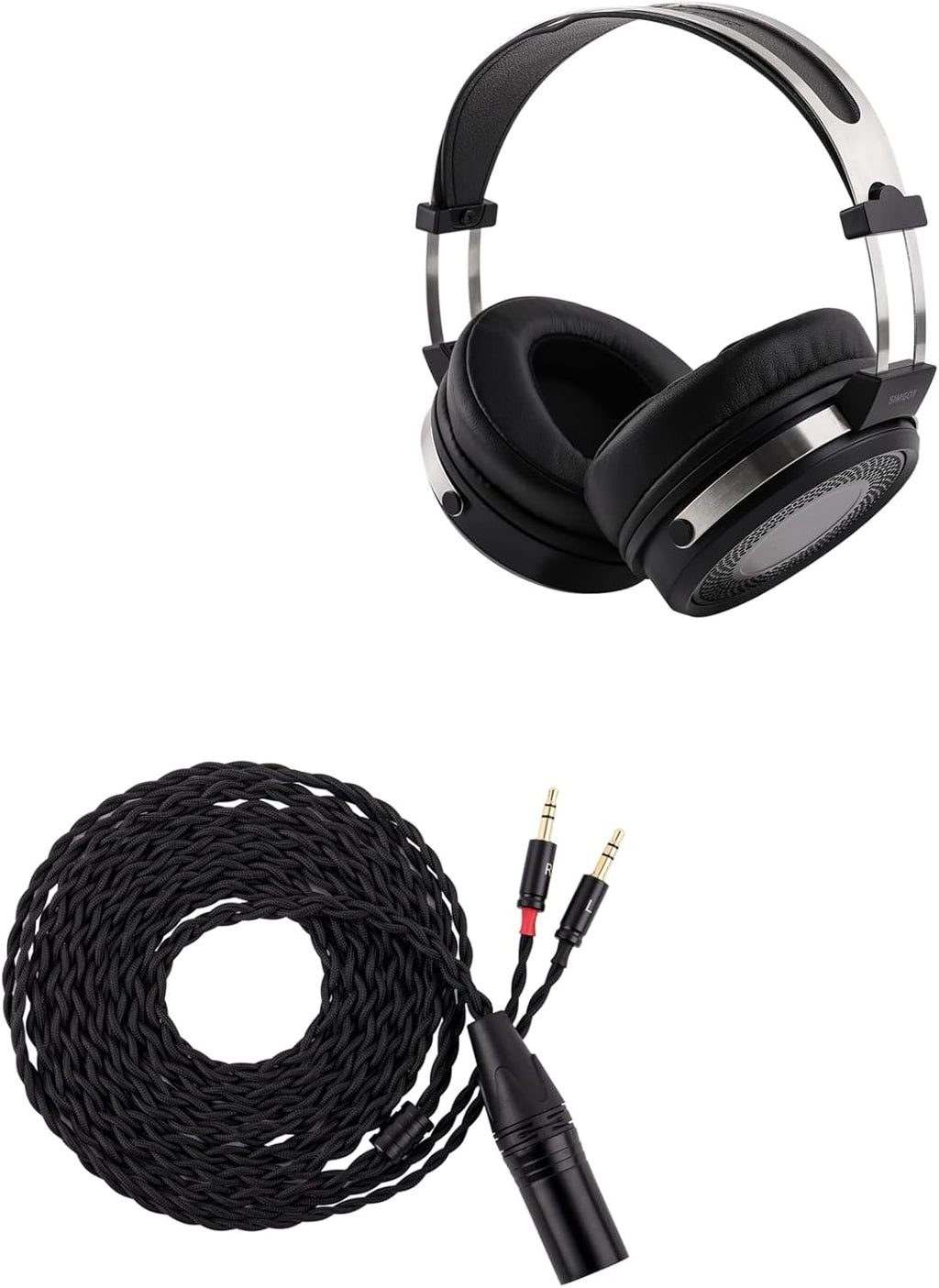 Linsoul SIMGOT EP5 Over-Ear Headphones, 50mm Ultra-Magnetic Drivers, Innovative Closed-Back HiFi Monitor, Dual 3.5mm TRS Detachable Cable + Tripowin Nova Monitor Headphone Cable(XLR, Black)